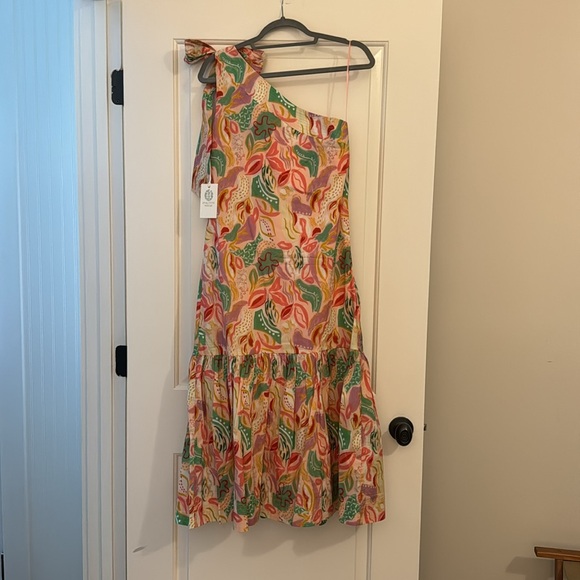 NWT Hyacinth House Multi Abstract Floral One Shoulder Orla Dress, Size Medium - Picture 3 of 4